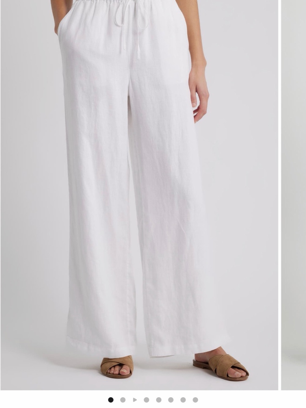 Seasonless White Wide-Leg Linen Blend Pants